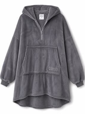 The Comfy Gray Oversized Sherpa Hooded Wearable Blanket Hoodie One Size Plush